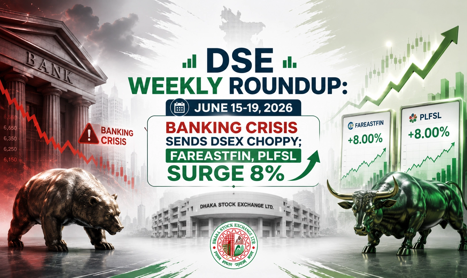 DSE Weekly Roundup: June 15-19, 2026 — Banking Crisis Sends DSEX Choppy; FAREASTFIN, PLFSL Surge 8%