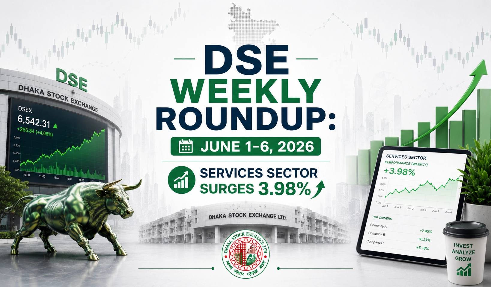 DSE Weekly Roundup: June 1-6, 2026 — Services Sector Surges 3.98%